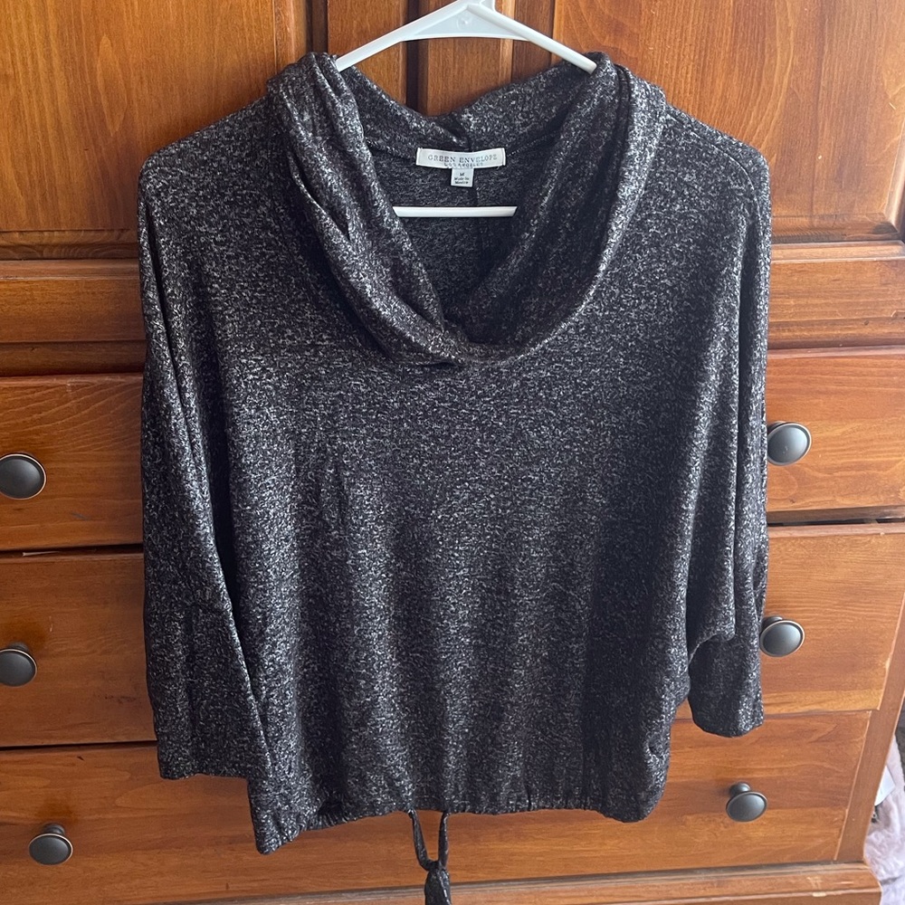 Soft Black Cowl Neck Top